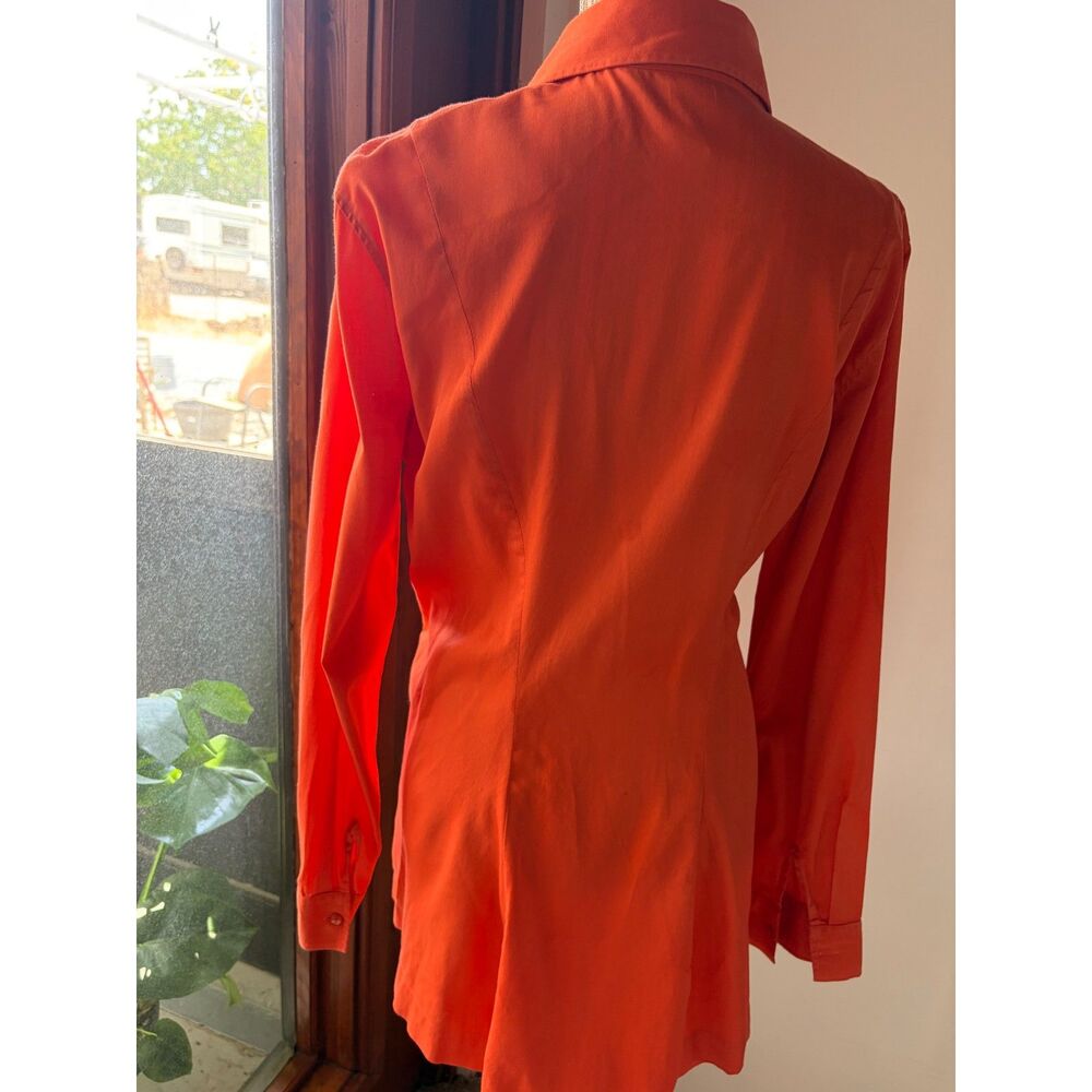Vintage Nara Mamicie Cotton made in Italy Orange Holiday Fall Long Blouse Dress - Picture 11 of 13